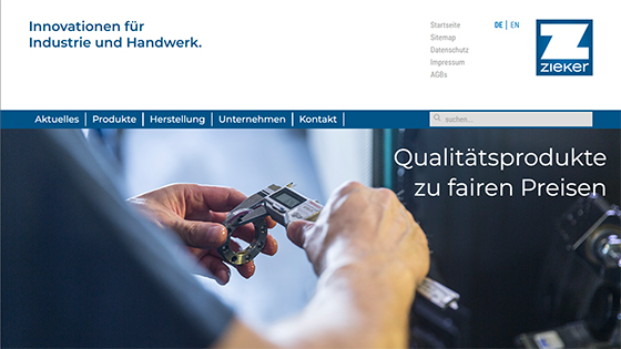 Webseite Zieker GmbH Mechanische Werkstätte